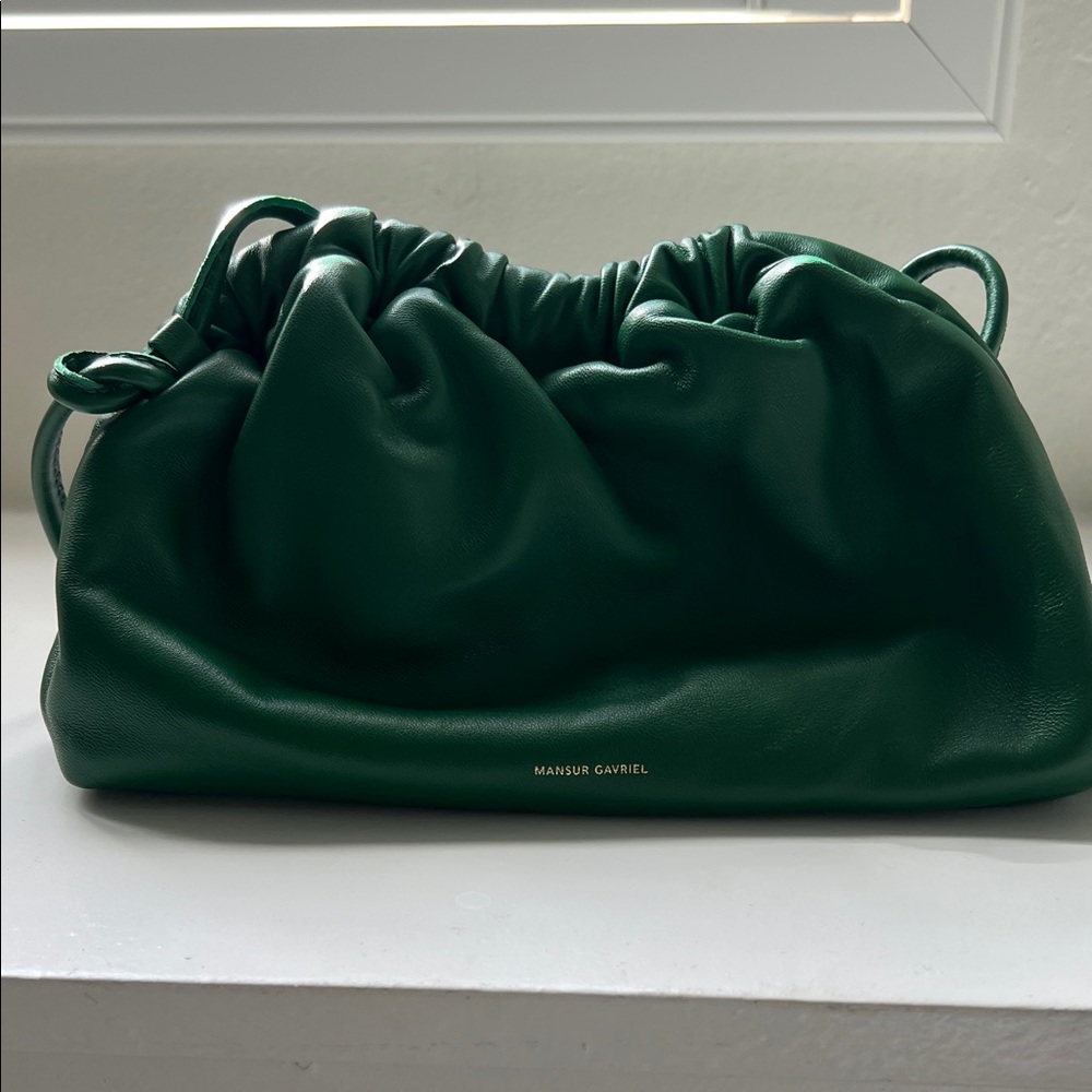 Mansur Gavriel Emerald Green Mini Cloud Gathered Clutch